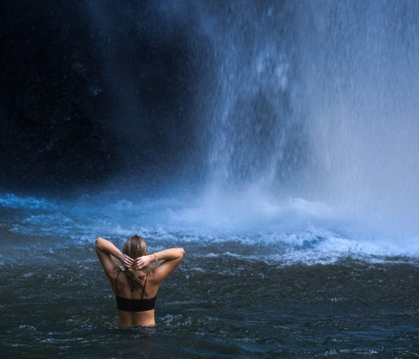 bathing in waterfall